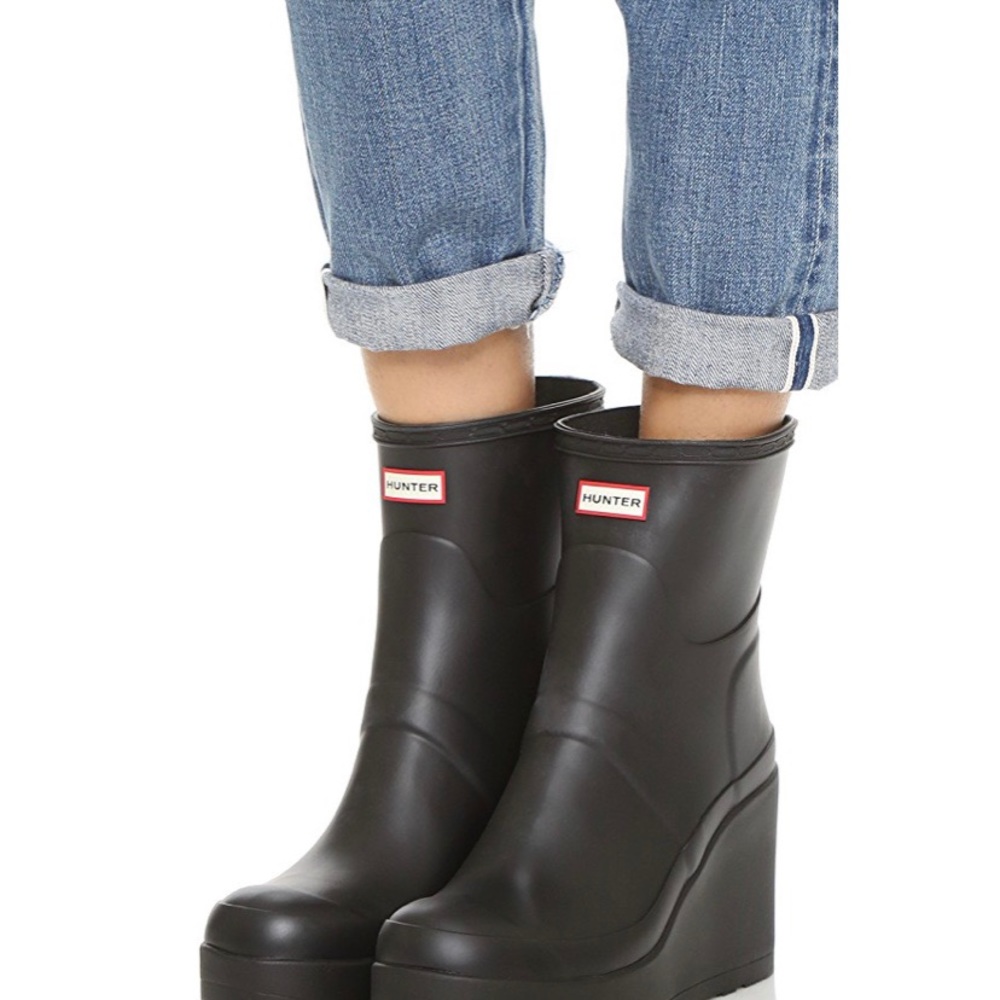 Hunter wedge boots- 7